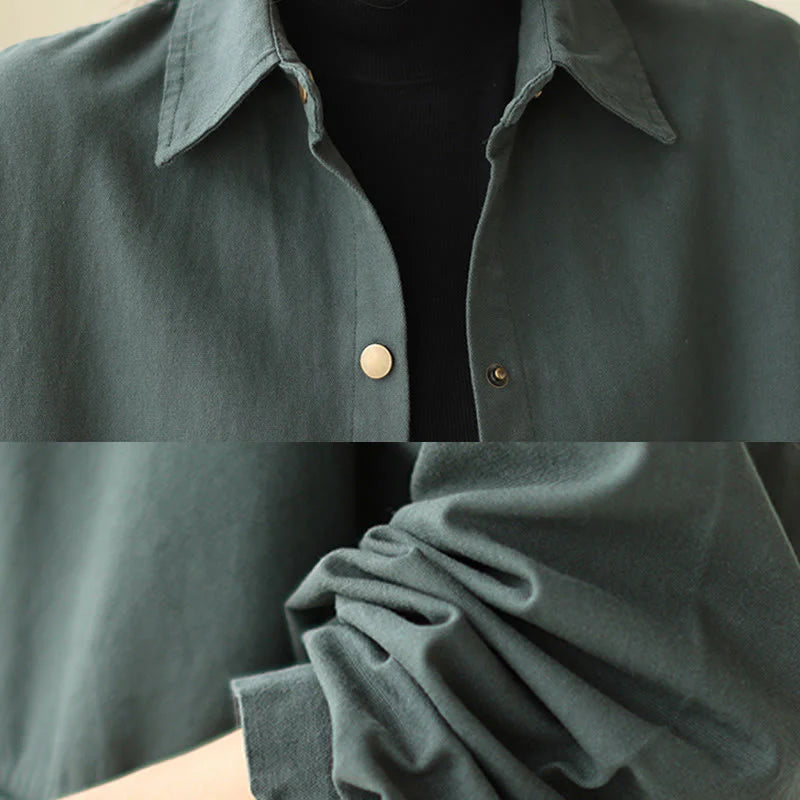 Buddha Stones Casual Solid Color Women's Long Sleeve Jacket With Pockets