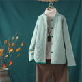 Buddha Stones Winter Frog-Button Embroidery Flowers Vines Open Front Cotton Long Sleeve Women's Thermal Jacket