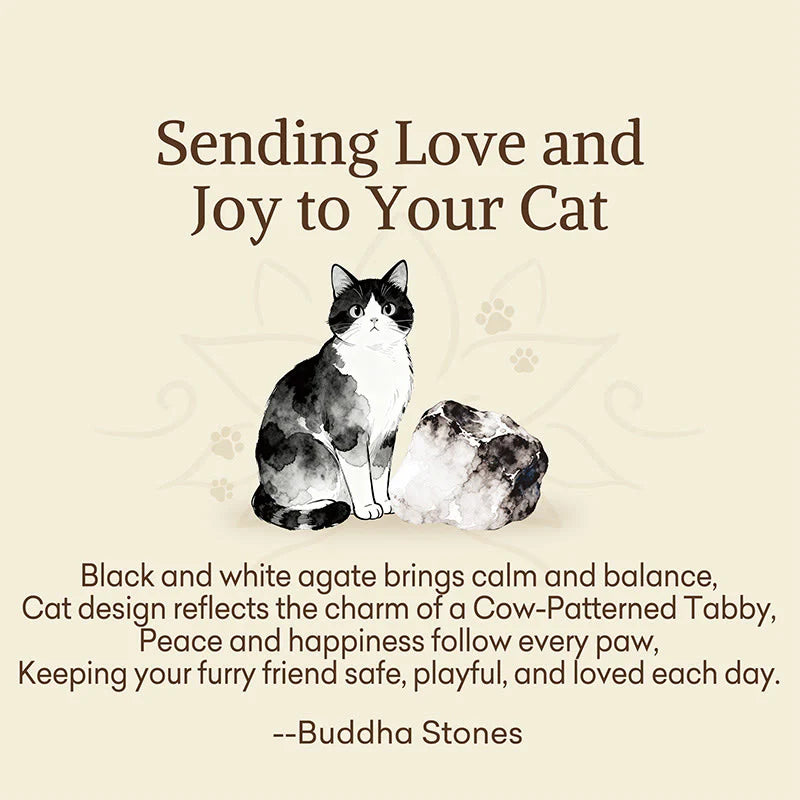 Buddha Stones Sending Love and Joy to Your Cat Cat Agate Bracelet Includes Gift Message Card