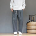Buddha Stones Fall Solid Color Straight Leg Design Men's Harem Pants With Pockets