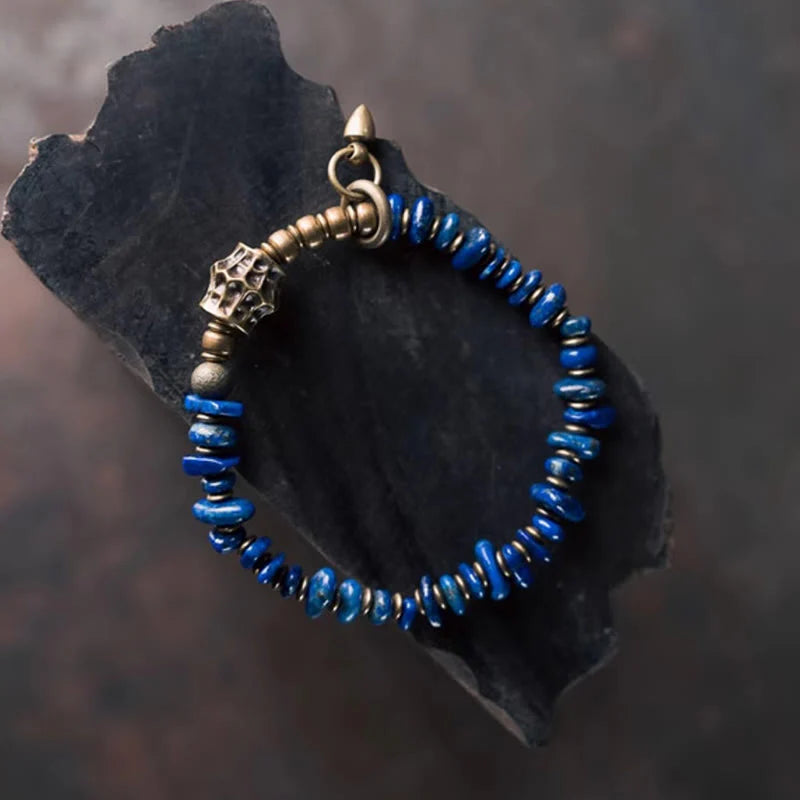 Buddha Stones Vintage Irregular Shape Design Lazurite Positive Bracelet