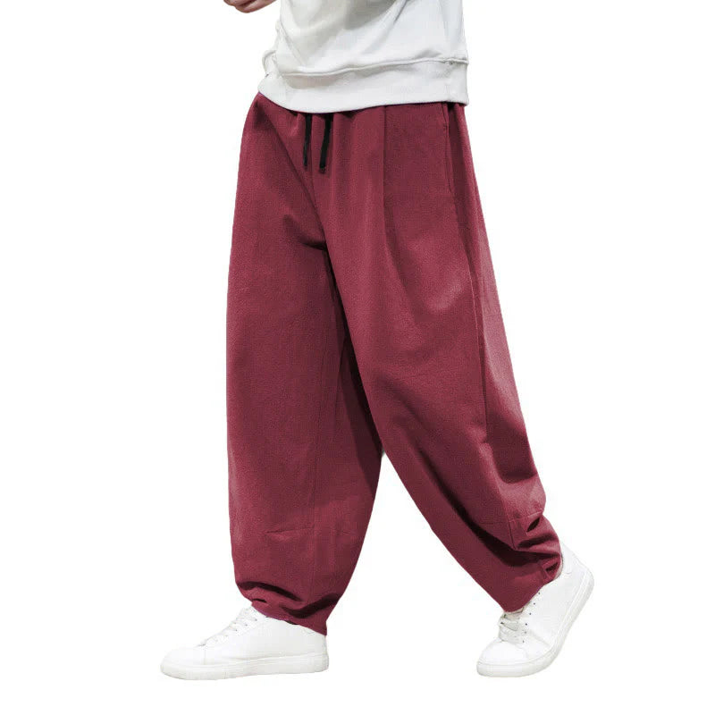 Buddha Stones Plain Casual Bloomer Men's Pants With Pockets