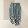 Buddha Stones Pure Cotton Flower Petal Pattern Women's Elastic Waist Pants With Pockets