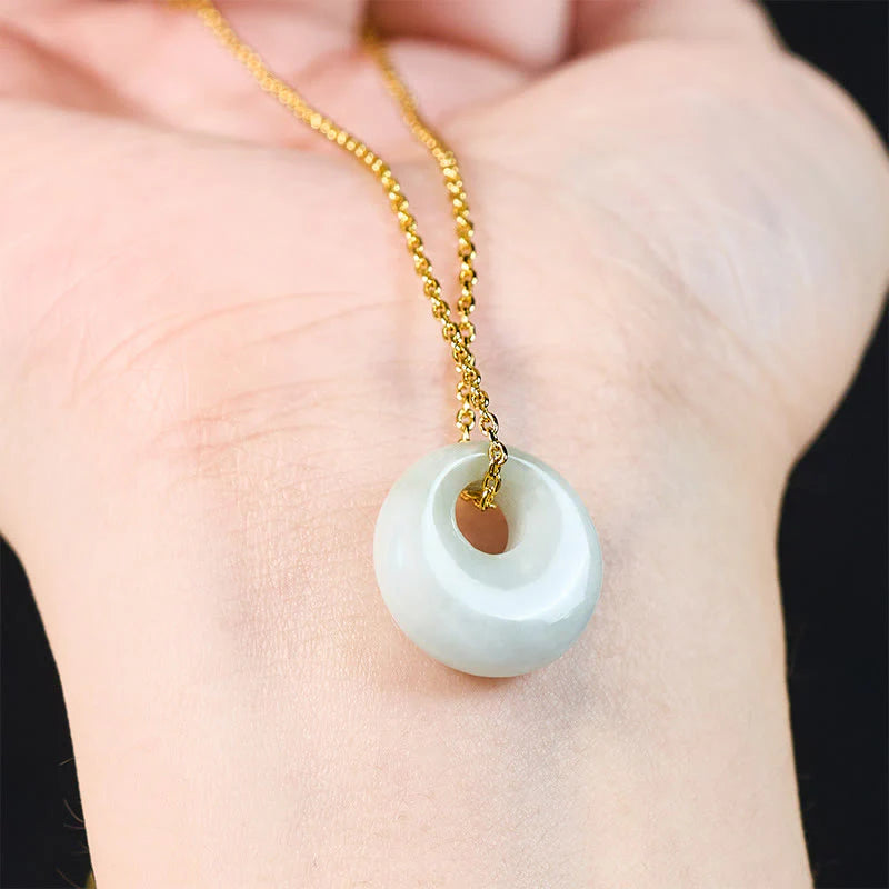 Buddha Stones Round Buckle Jade Luck Necklace Pendant