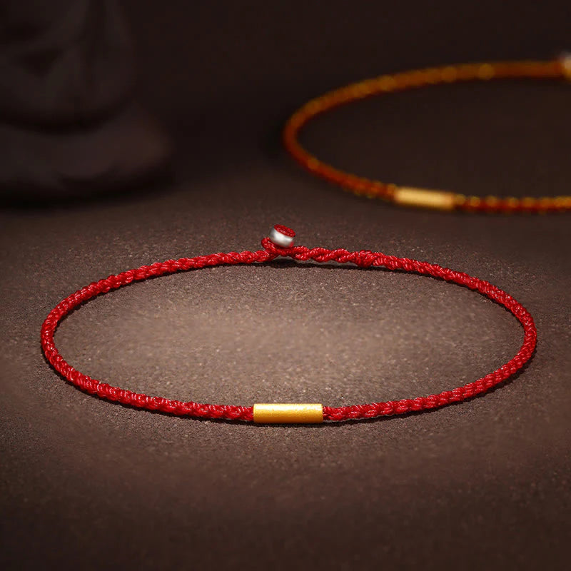 Buddha Stones 999 Gold Bead Handmade Four Thread Wishful Knots Braided Protection Bracelet  (Extra 30% Off | USE CODE: FS30)