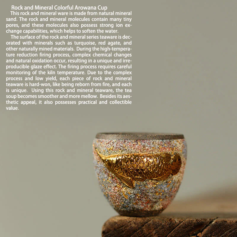 Buddha Stones Golden Arowana Koi Fish Ceramic Teacup Kung Fu Tea Cup