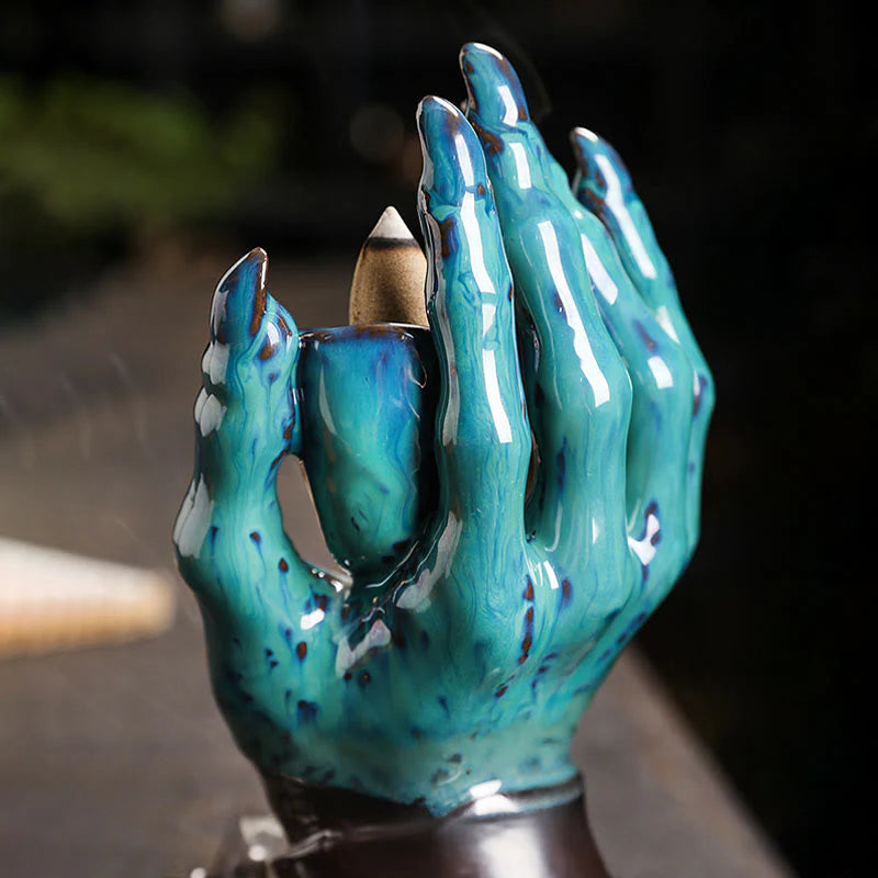 Buddha Stones Halloween Ghost Hand Skull Head Ceramic Peace Healing Incense Burner Decoration