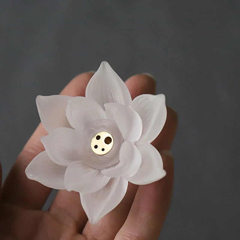 Buddha Stones Mini Lotus Liuli Crystal Healing Meditation Stick Incense Burner