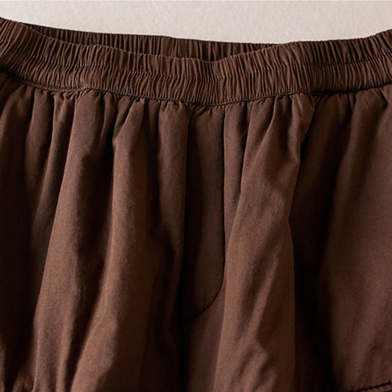 Buddha Stones Plain Women's Harem Thick Pants With Pockets