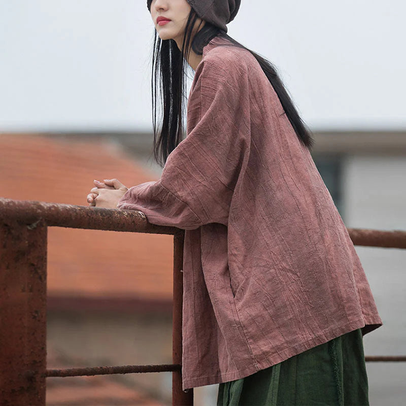 Buddha Stones Tie Dye Lace-up Design Coat Zen Meditation Open Front Top Jacket