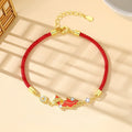 Buddha Stones 925 Sterling Silver Koi Fish Design Red String Blessing Bracelet