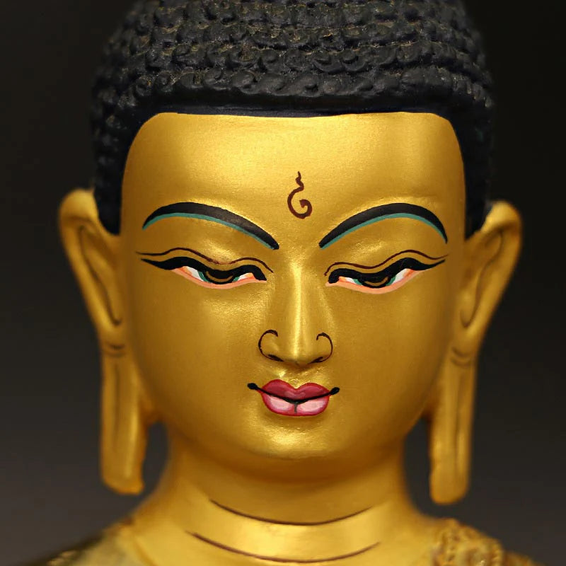 Buddha Stones Buddha Shakyamuni Medicine Buddha Compassion Copper Gold Plated Statue Decoration