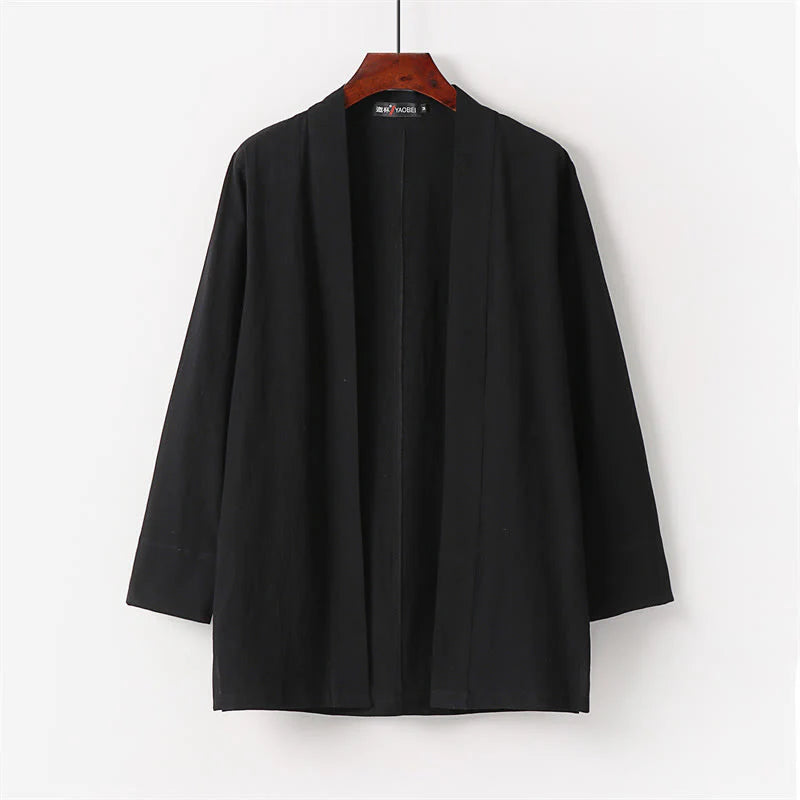Buddha Stones 2Pcs Cotton Kimono Ankle-Length Pants Men's Meditation Cloth Set