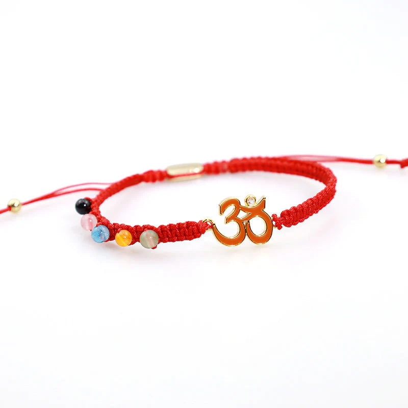 Buddha Stones Tibetan Handmade OM Mindfulness Red String Bracelet (Extra 30% Off | USE CODE: FS30)