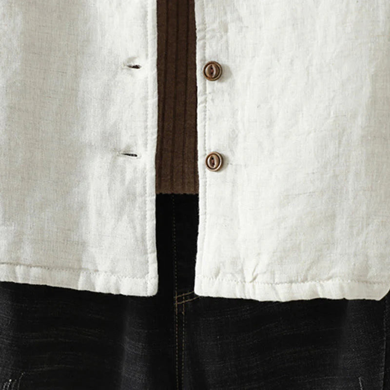 Buddha Stones Casual Buttons Women's Long Sleeve Cotton Jacket With Pockets
