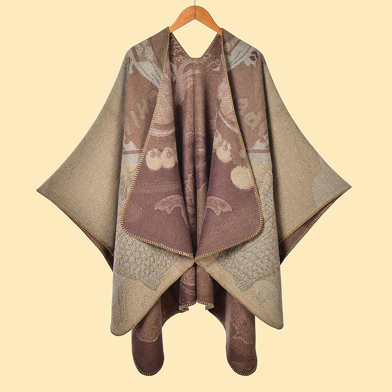 Buddha Stones Winter Koi Fish Waves Pattern Warm Cozy Scarf Shawl