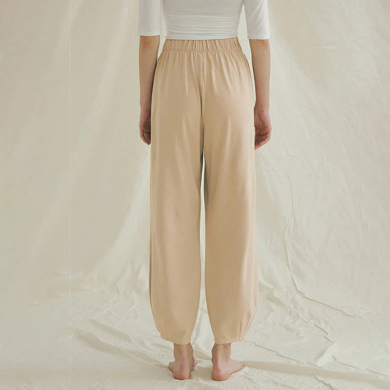 Buddha Stones Casual Plain Breathable Loose Women's Leica Harem Pants With Pockets