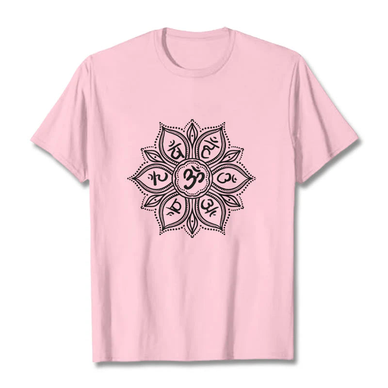 Buddha Stones Mandala Flower Om Mani Padme Hum Mantra Tee T-shirt