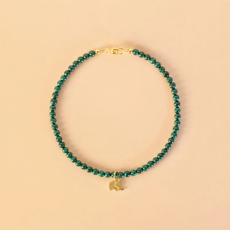 Buddha Stones Natural Malachite Elephant Anti-Anxiety Charm Bracelet
