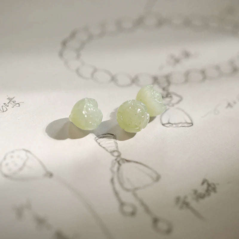 Buddha Stones White Agate Jade Lotus Protection Bracelet