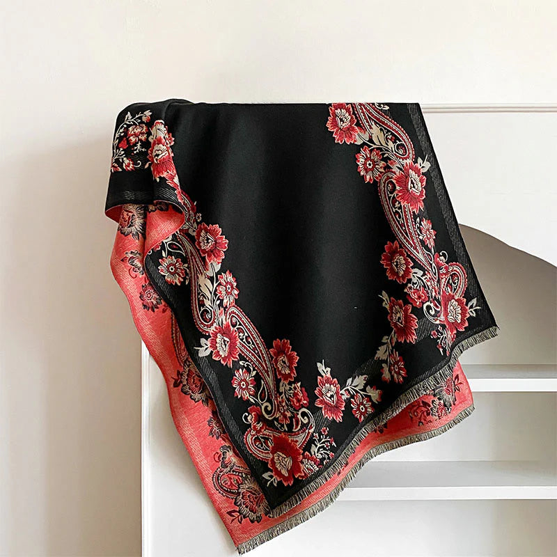 Buddha Stones Fall Cashew Flower Vines Pattern Warm Cozy Scarf Shawl
