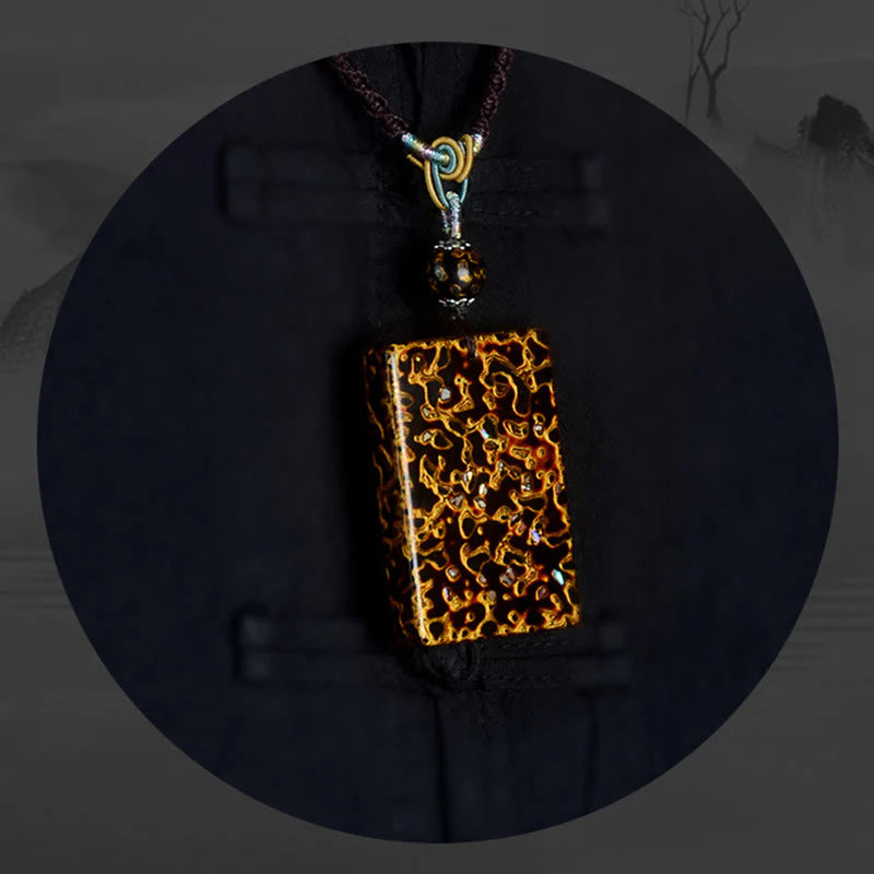Buddha Stones Handcrafted Lacquer Craft Sandalwood Protection Pendant Necklace