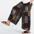 Buddha Stones Summer Patchwork Design 7-8 Length Men's Wide Leg Pants With Pockets