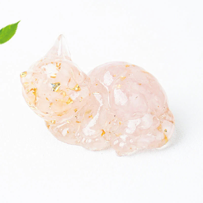 Buddha Stones Crystal Chip Epoxy Resin Small Cat Positive Decoration