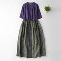 Buddha Stones Summer V Neck Drawstring Waist Floral Short Sleeve Below Knee Dress With Pockets