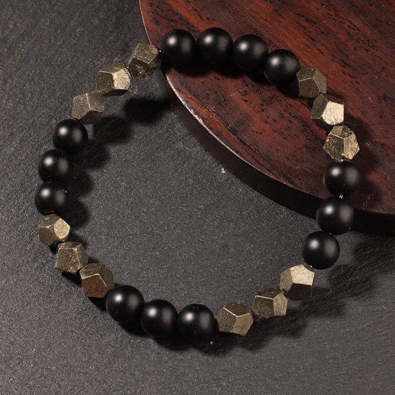 Buddha Stones Pyrite Frosted Stone Confidence Balance Bracelet