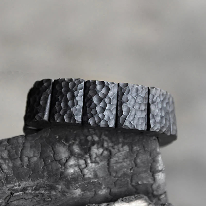 Buddha Stones Vintage Ebony Wood Texture Peace Couple Bracelet