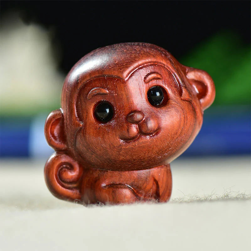 Buddha Stones Green Sandalwood Small Leaf Red Sandalwood Cute Monkey Animals Peace Decoration