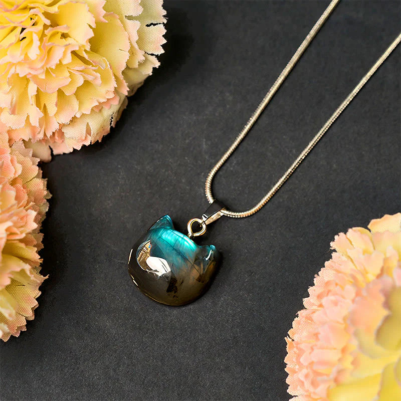 Buddha Stones Hoping for Insight and Joy Cat Labradorite Necklace Includes Gift Message Card