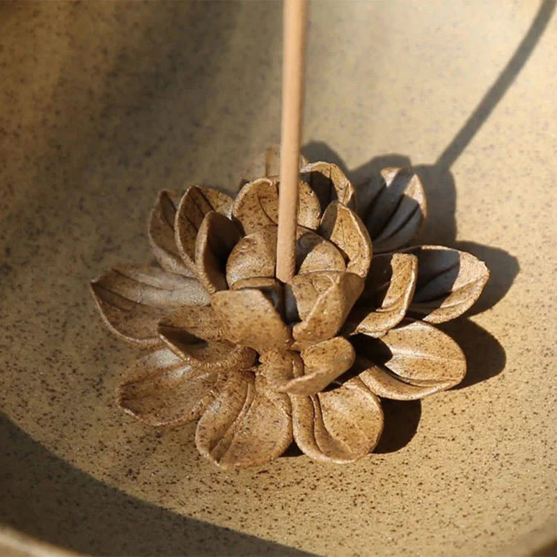 Buddha Stones Lotus Pedestal Healing Ceramic Incense Burner Decoration