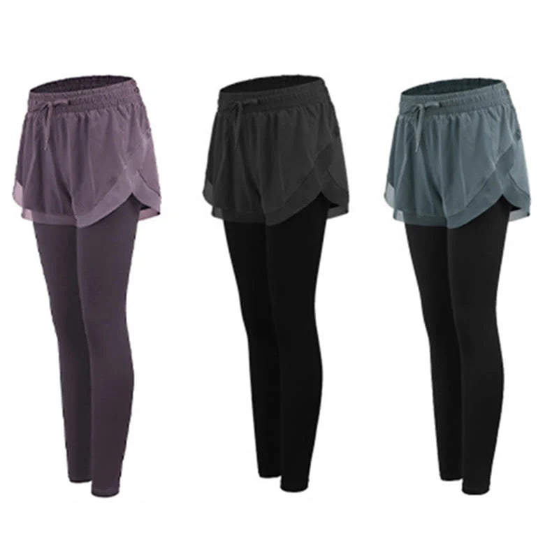 Buddha Stones 2 In 1 Sports Tights Outdoor Fitness Women's Leggings Yoga Pants