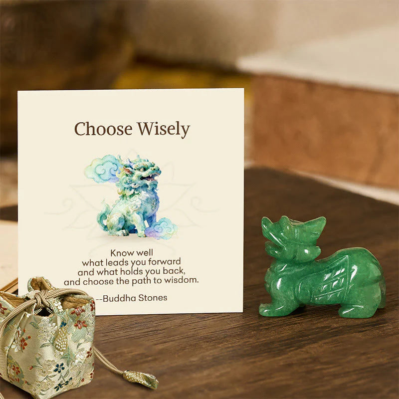 Buddha Stones Choose Wisely Natural Small PiXiu Green Aventurine Luck Decoration Includes Gift Message Card