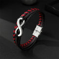 Buddha Stones Infinitely Design Titanium Steel Braided Three-layer Leather Balance Bracelet