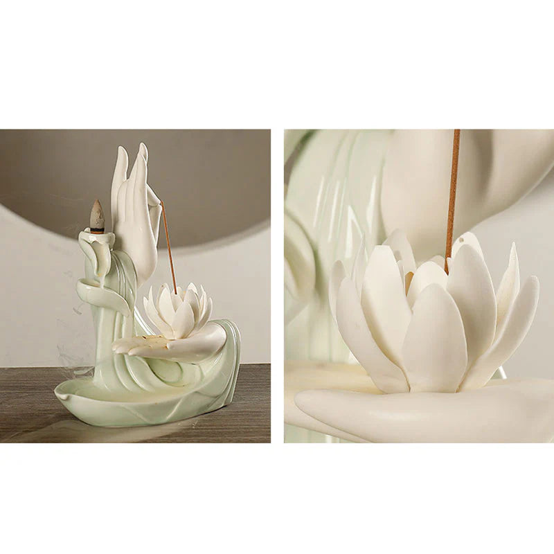Buddha StonesTibetan Lotus Blessing Incense Burner Decoration (Extra 30% Off | USE CODE: FS30)