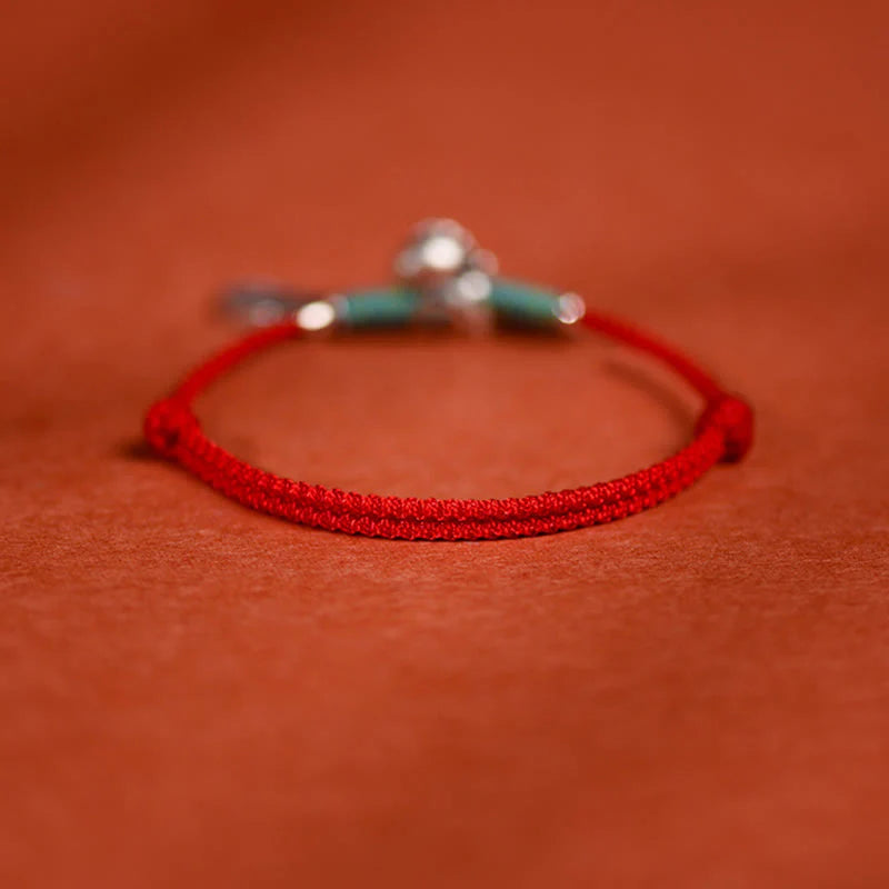 Buddha Stones 999 Sterling Silver Year Of The Horse 925 Sterling Silver Peace And Joy Charm String Braided Luck Bracelet Anklet