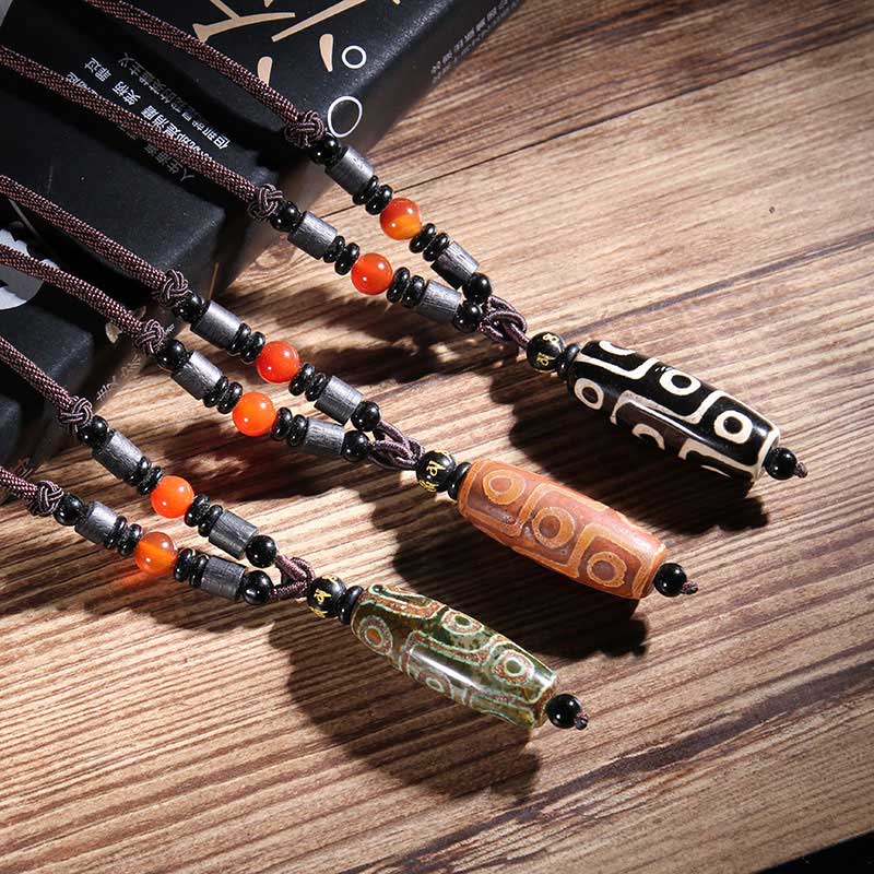 Buddha Stones Tibetan Nine-Eye Dzi Bead Wealth Necklaces & Pendants (Extra 35% Off | USE CODE: FS35)
