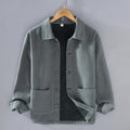 Buddha Stones Men's Plain Long Sleeve Thermal Fleece-Lined Ramie Linen Cotton Jacket With Pockets