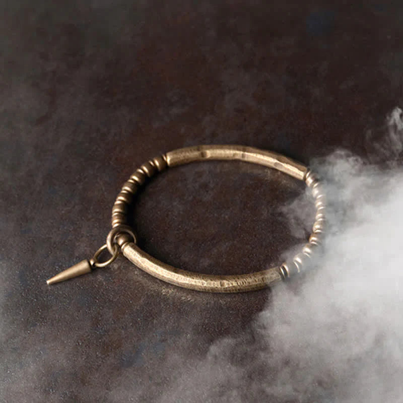 Buddha Stones Lava Rock Stone Copper Balance Cuff Bracelet Bangle