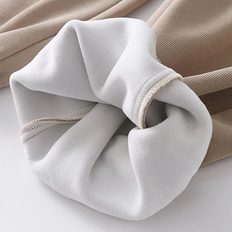 Buddha Stones Fall Winter Solid Drawstring Regular Fleece-Lined Elastic Waist Men's Cotton Harem Pants With Pockets