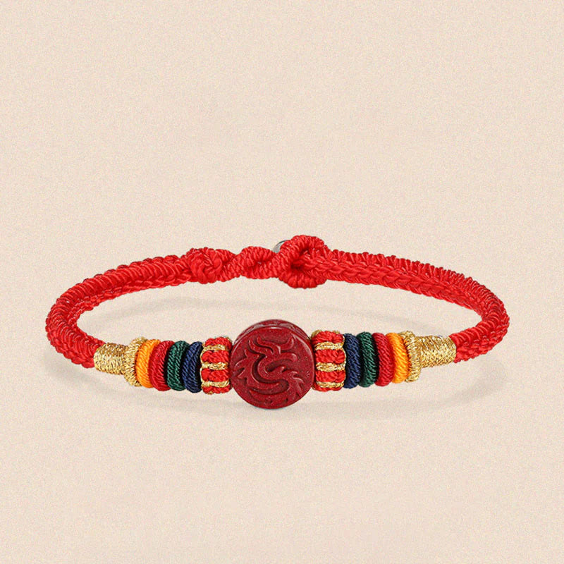 Buddha Stones Year of the Dragon 925 Sterling Silver Chinese Zodiac Cinnabar Auspicious Matches Blessing Bracelet (Extra 35% Off | USE CODE: FS35)