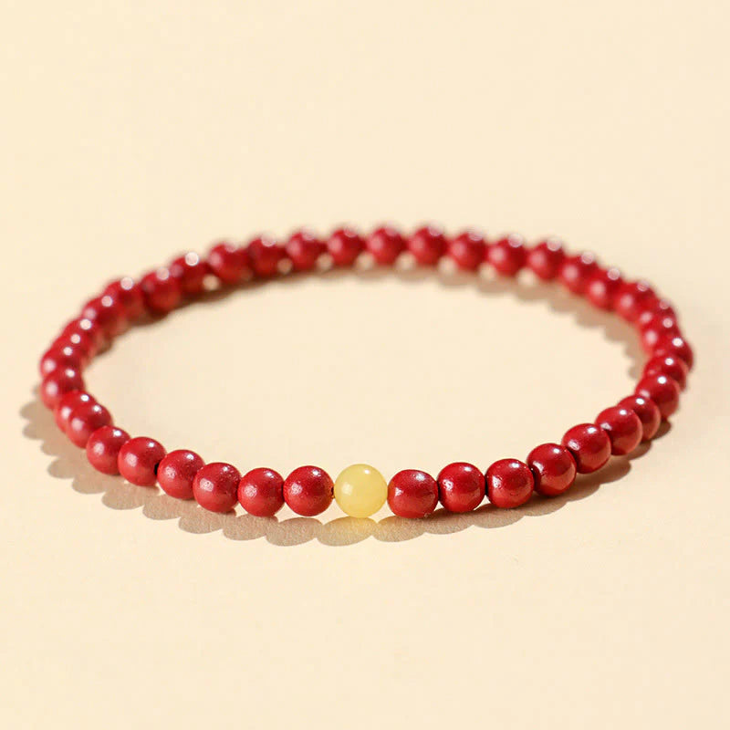 Buddha Stones Natural Cinnabar Amber Stone Calm Bracelet