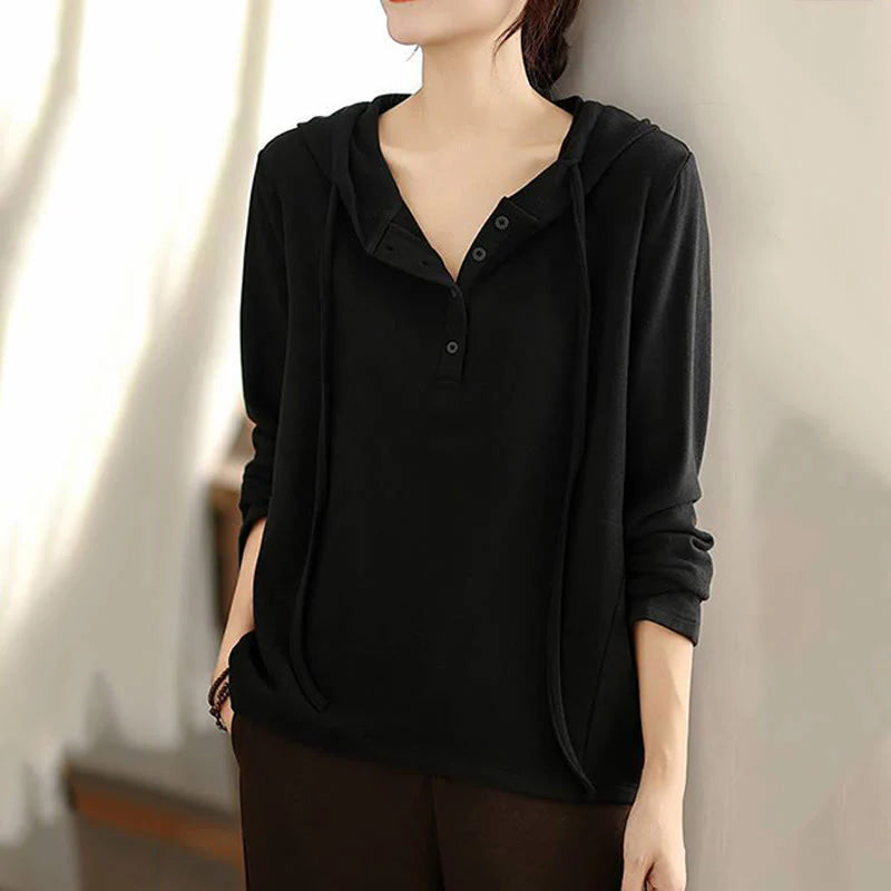 Buddha Stones Winter Solid Color Cotton Long Sleeve Women's Hoodie Has Hood