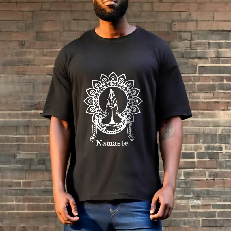 Buddha Stones Namaste Gesture Mandala Pattern Tee T-shirt