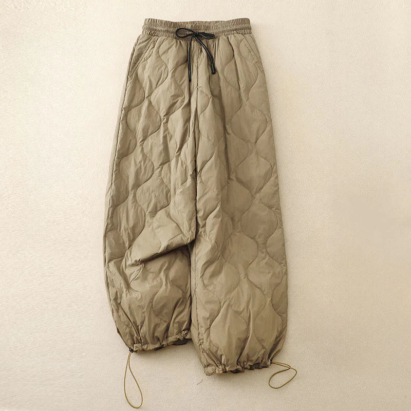 Buddha Stones Winter Curved Lines Warm Women's Ankle-length Pants With Pockets