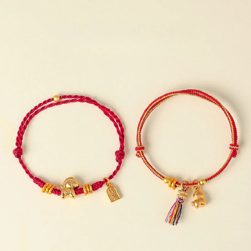 Buddha Stones Year Of The Horse Success Strength Braided String Adjustable Bracelet