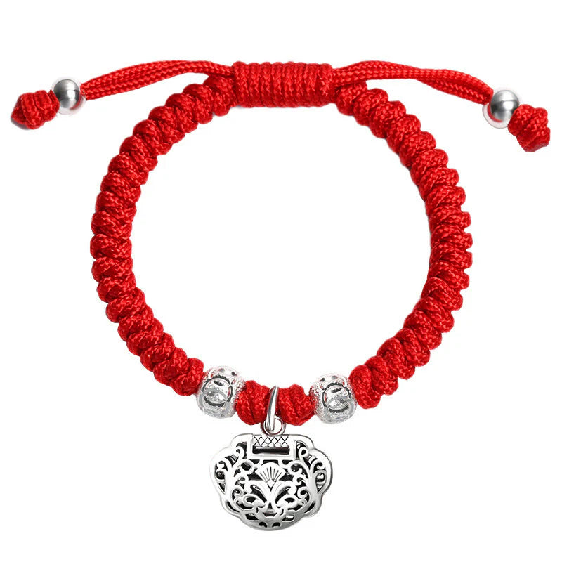 Buddha Stones 925 Sterling Silver Chinese Lock Charm Multicolored Red String Protection Handmade Braided Kids Bracelet (Extra 35% Off | USE CODE: FS35)